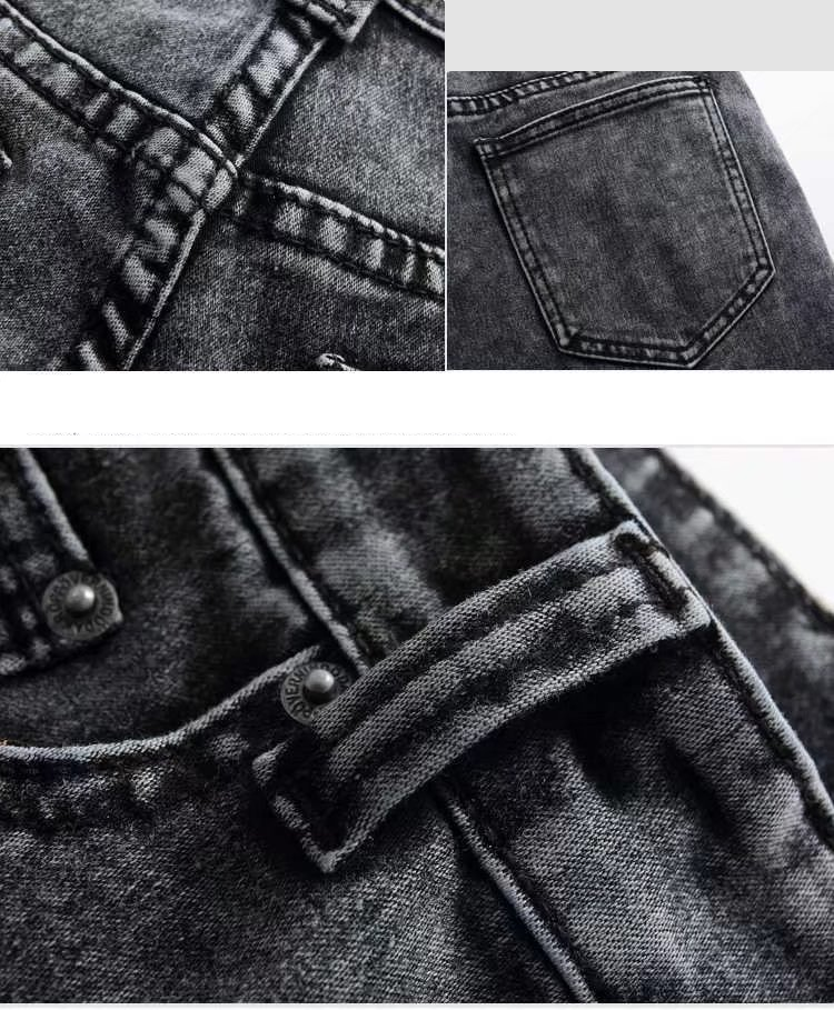 Herrenbekleidung Denim Shorts Herren Cropped Hose 2022 Frühjahr und Sommer Neuer Stil Trend Hochelastische dünne gerade mittellange Hose Großhandel_voghion.com