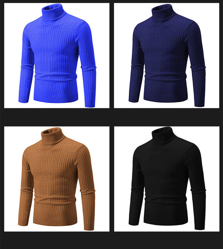 Novo suéter casual de malha transfronteiriça masculino 2025 com gola alta e camisa de malha trançada da moda para homens_voghion.com
