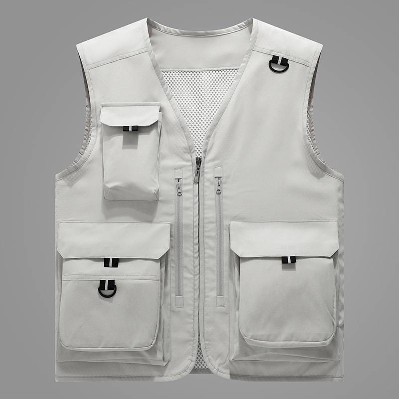Lightweight Men's Fishing Vest With Multiple Pockets - Breathable Outdoor Workwear Waistcoat For Spring & Summer_voghion.com