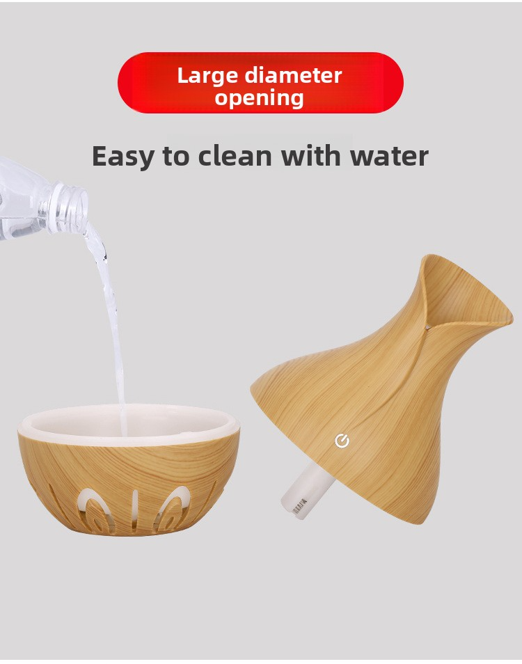 Diffusore di aromi USB per auto e casa con effetto venatura del legno, LED a 7 colori, capacità 500 ml, umidificatore a ultrasuoni per ufficio, camera da letto e viaggio_voghion.com