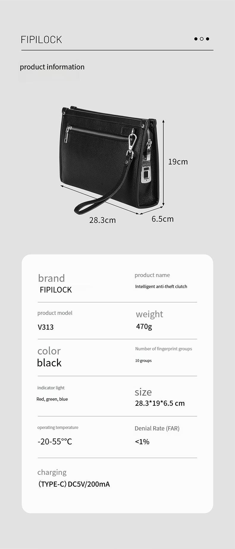 Men's Bags Fipilock Large Capacity Fingerprint Clutch, Men's High End Leather Clutch, Business Fashion Fingerprint Lock Wallet_voghion.com