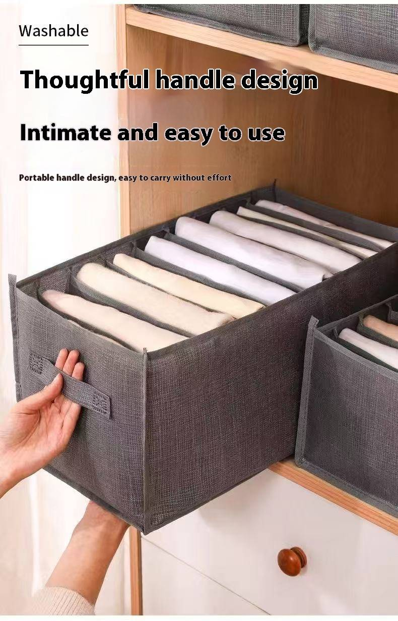 Versatile Fabric Storage Box With Dividers - Foldable, Stackable Organizer For Clothes, Underwear, Socks (40x40x25cm, 18L Capacity, Silver Gray)_voghion.com