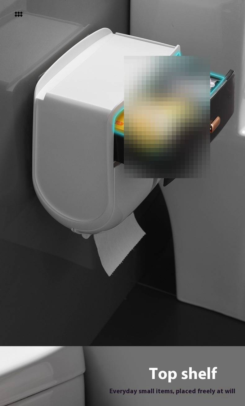 Double-Layer Luxury Bathroom Tissue Holder – Wall-Mounted Waterproof Dispenser For Folded & Rolled Paper (Space-Saving, Modern Design, Black/Grey)_voghion.com