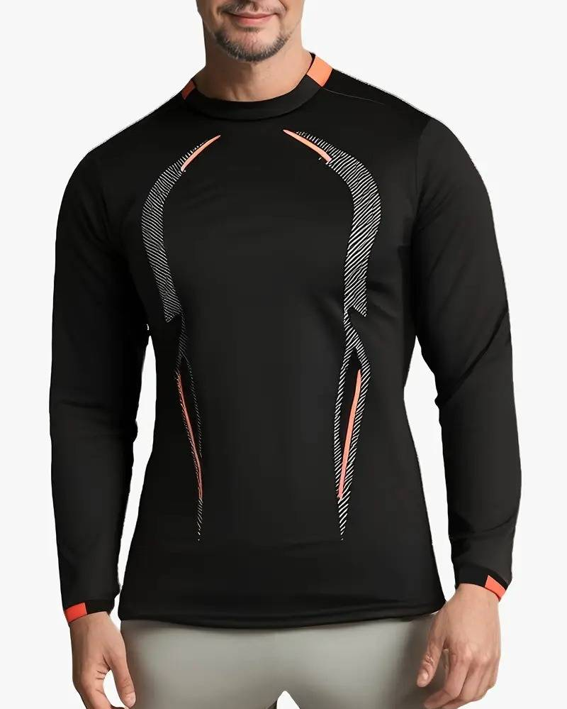 Camiseta de manga larga de entrenamiento de alto rendimiento para hombre: corte ajustado, transpirable y de secado rápido (negro, blanco, gris, azul marino, verde militar y rojo, tallas UE/EE. UU.: XS-XXL)_voghion.com