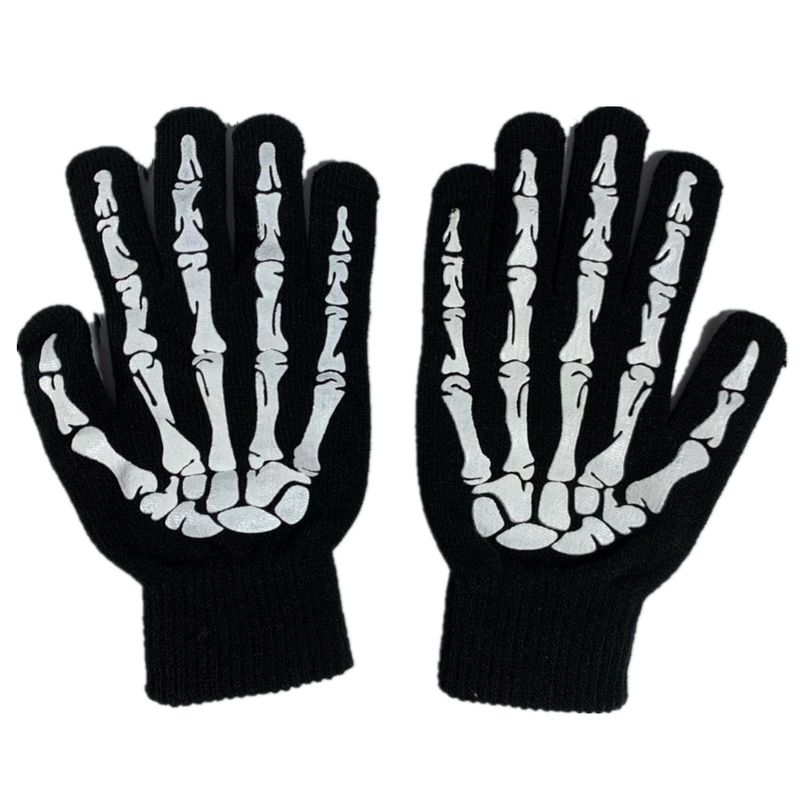 Winter Halloween Skull Claw Pattern Luminous Knitted Touch Screen Gloves Night Glow Performance Props Gloves_voghion.com