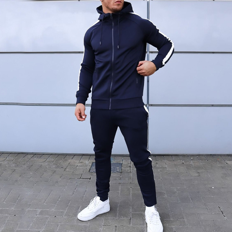 New Autumn and Winter Hooded Colorful Running Training Fitness Youth Sports Set Men's_voghion.com