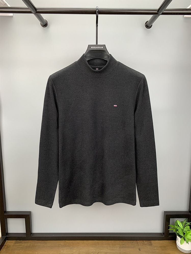 Maglione da uomo a maniche lunghe con collo alto e fondo in velluto a doppia faccia, spesso e caldo_voghion.com