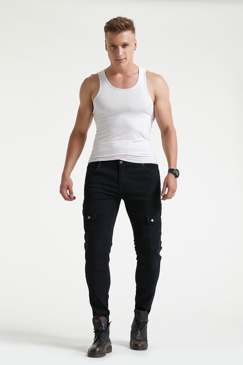 Jeans de moto pour hommes et femmes - Pantalons de motard coupe droite pour la course et le tout-terrain - Denim protecteur avec coutures renforcées_voghion.com