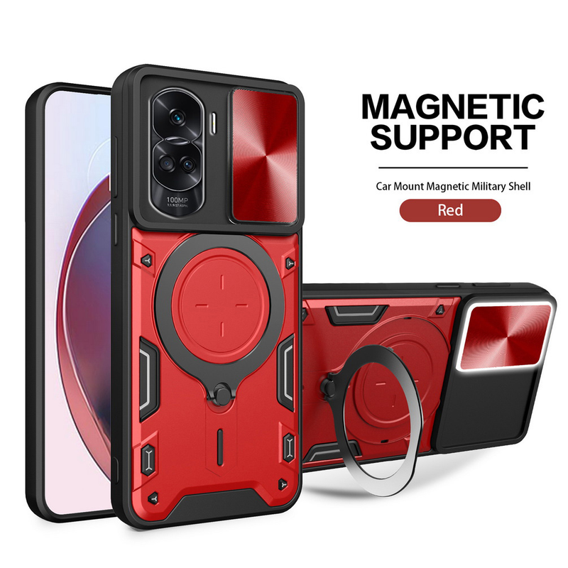 Custodia protettiva per fotocamera con anello in metallo per Honor 90 Lite X8A X7A X8 X6 X7 Honor 50 SE Armor Custodia protettiva per auto rotante ibrida_voghion.com