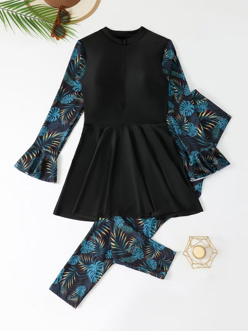 2025 Neue Ärmel Badeanzug Zweiteilige Lange Hosen Damen Plus Size Surf Bademode_voghion.com