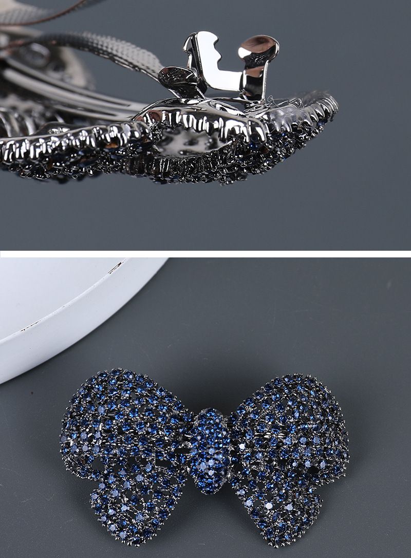 Acessório de cabelo com strass em liga coreana, cabelo meio preso, rabo de cavalo na parte de trás da cabeça, fecho horizontal, mola de laço_voghion.com