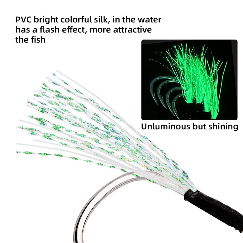 Double Lure Jig Strong Braided Line Knot Bright Silk Feather Boat Sea Fishing Single Hook_voghion.com