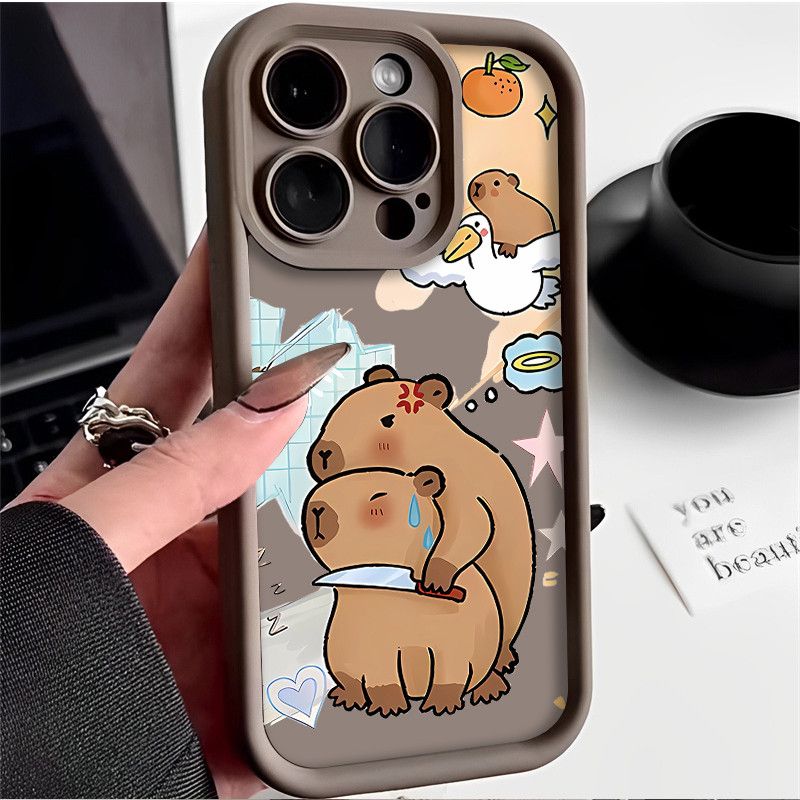 Compatible for iPhone 16 15 14 13 12 11 PRO MAX XR XS X 8 7 6 6S PLUS Full protection couple capybara case_voghion.com