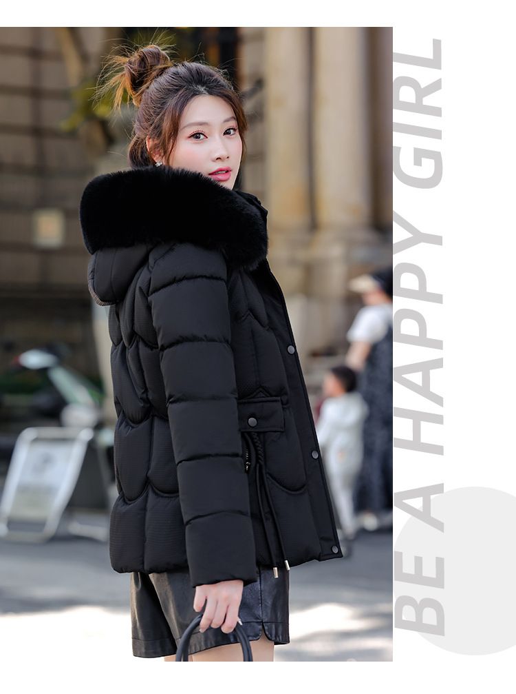 Women's Winter Parka With Detachable Faux Fur Hood – Slim-Fit Short Puffer Jacket, Plush Lined, Raccoon Dog Fur Trim, Zipper Closure (5 Colors)_voghion.com