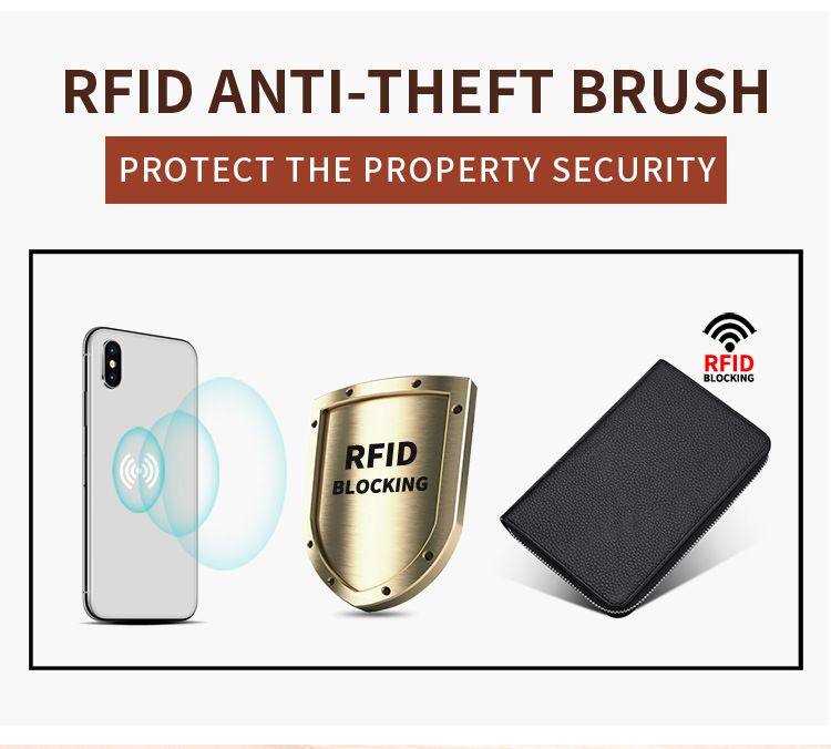 Leather Wallet Rfid Anti-magnetic Card Bag Leather Book Bag Multi-functional Wallet Long Wallet Certificate Cover_voghion.com