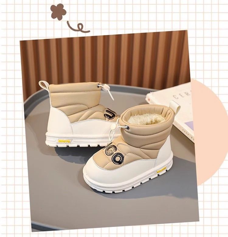 Children's Snow Boots Winter Plus Velvet Thickened Boys Large Cotton Boots Waterproof And Non Slip Boys Northeast Cotton Shoes_voghion.com
