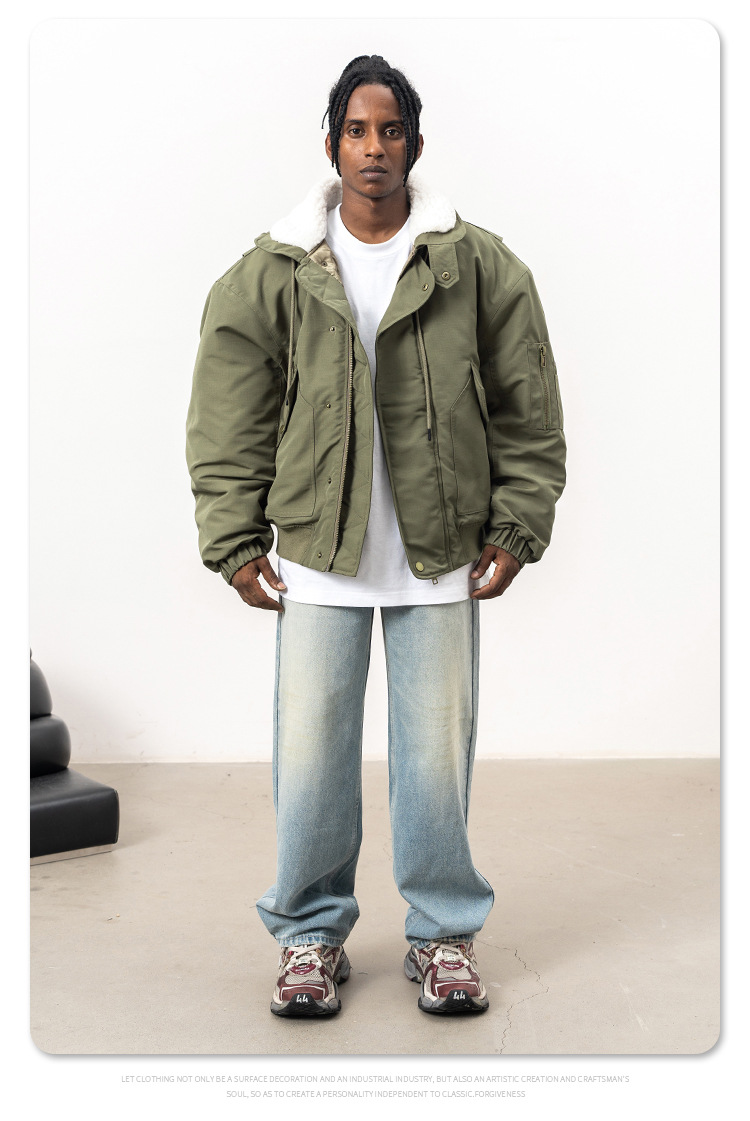 MERCURY FGSS Men's Wear | 2024 Autumn/Winter New Trendy Brand Flight Jacket Cotton Solid Color Hooded Multi Pocket Work Coat_voghion.com