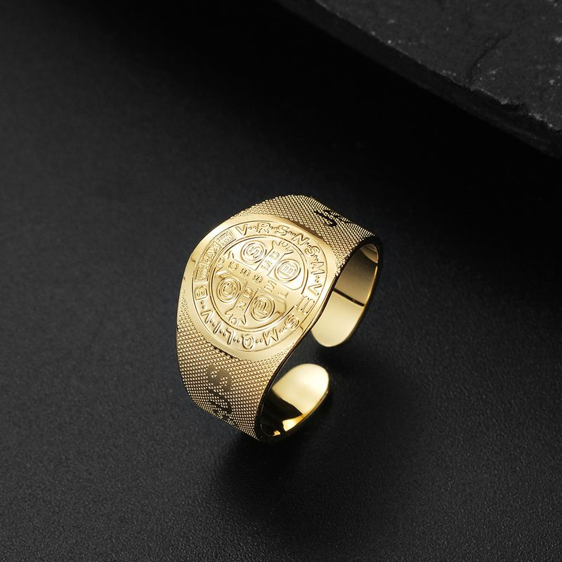 Anello in acciaio al titanio anello aperto regolabile in acciaio inossidabile gioiello mano GESÙ_voghion.com