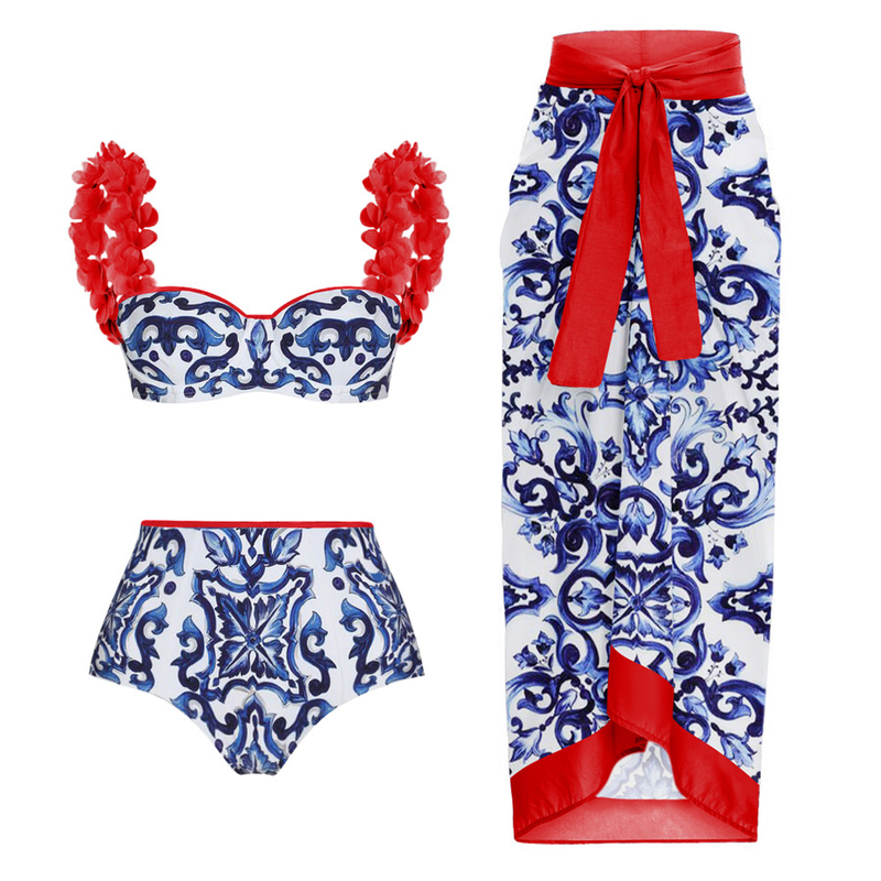 Conjunto de traje de baño de una pieza con estilo para vacaciones en la playa para mujer_voghion.com