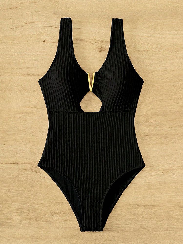 Maillot de bain conservateur pour femme - Ensemble bikini taille haute uni avec cache-ventre (maillots de bain d'été européens et américains pour la plage et les sources chaudes)_voghion.com