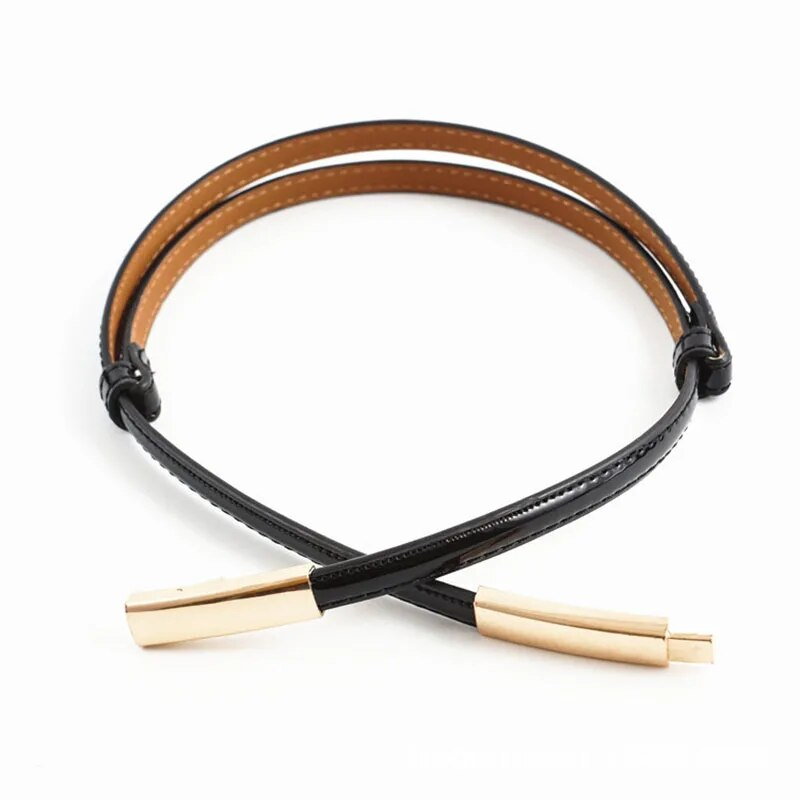 HOT Justerbar Elastisk Damekjole Talje Slank Læder Kvinder Guld Spænde Sort Hvid Blå Tynd Kvindebælte Pask Damski_voghion.com