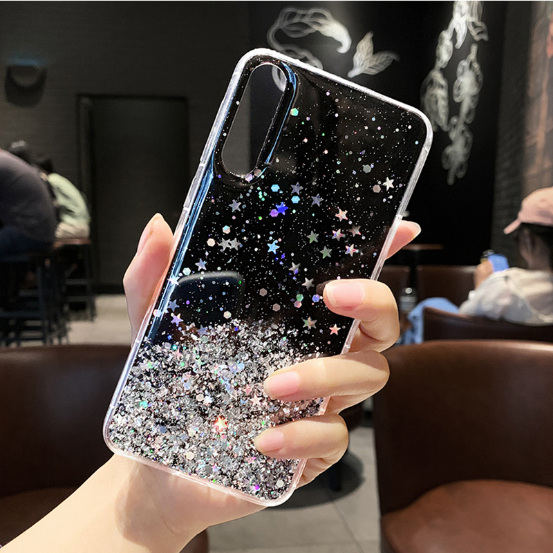 Pour Samsung Galaxy A02 A02S Étui Étoile À Paillettes Couverture Souple pour Samsung A71 A51 A50 A70 A52 A41 A40 A31 A21S A12 Téléphone_voghion.com