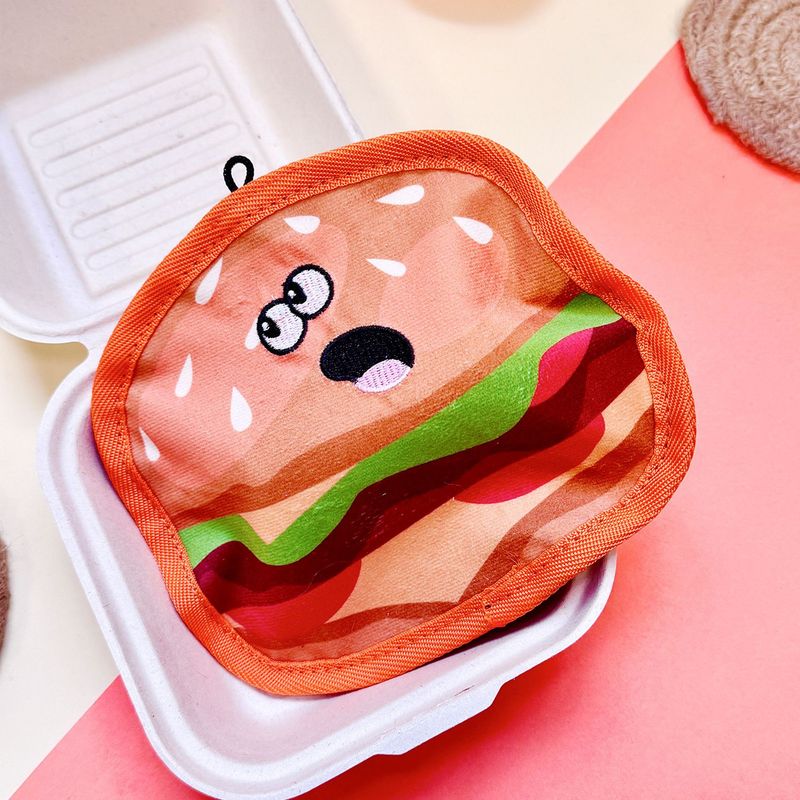 Giocattolo da masticare per animali domestici a forma di hamburger masticabile resistente per la pulizia dei denti e l'intrattenimento, con suono di peluche._voghion.com
