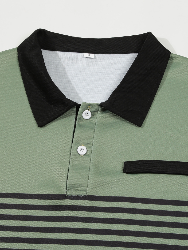 New Summer Men Casual Short Sleeve Lapel Business Polo Shirt 3D Digital Print Stripe Polo Shirt Sport Button Pullover Tops_voghion.com