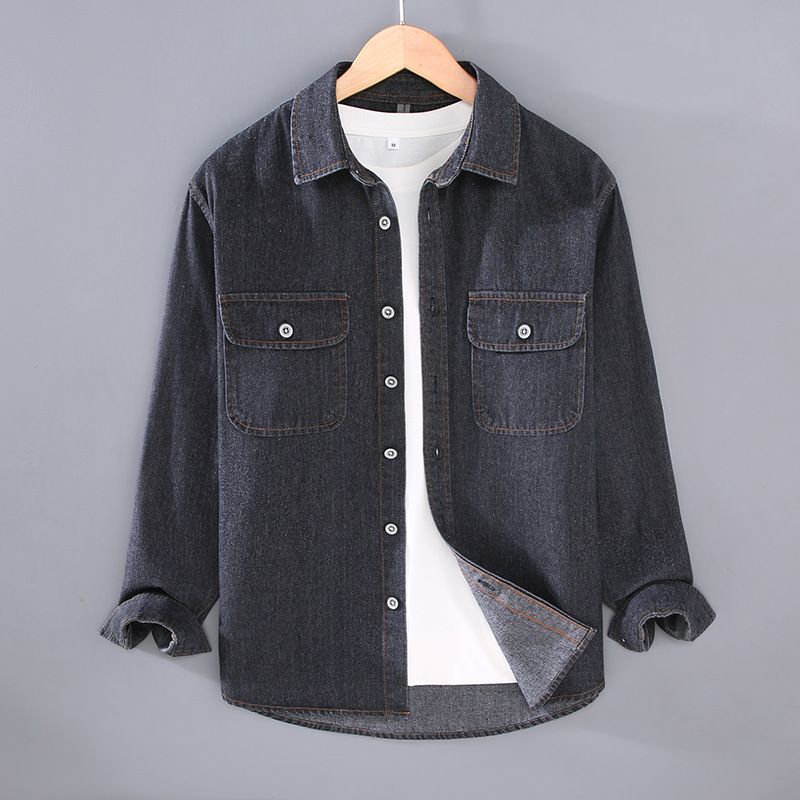 Arbeitskleidung Langarm Jeanshemd Herren Loose Casual Frühling Herbst Neue Hemdjacke Herrenmode_voghion.com