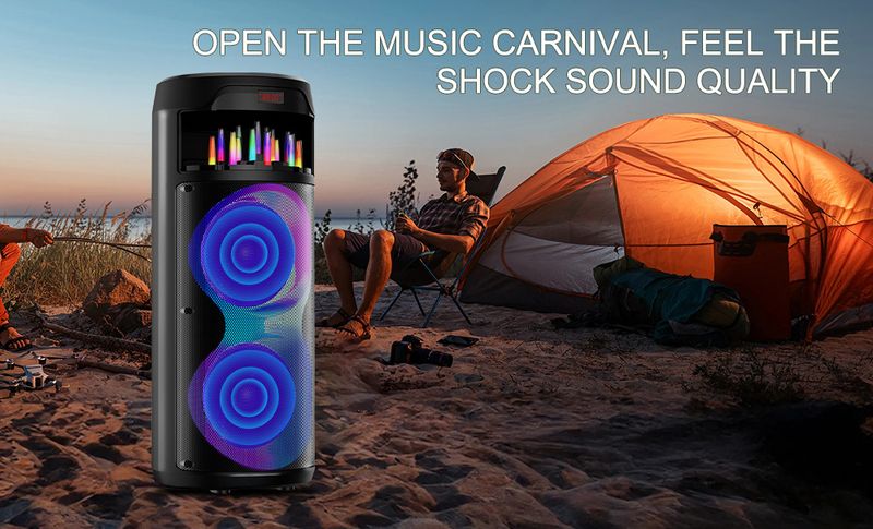 ZQS8223 Venkovní mobilní audio s tirovou tyčí, reproduktor s vysokým výkonem a mikrofonem, sluchátka s mikrofonem_voghion.com