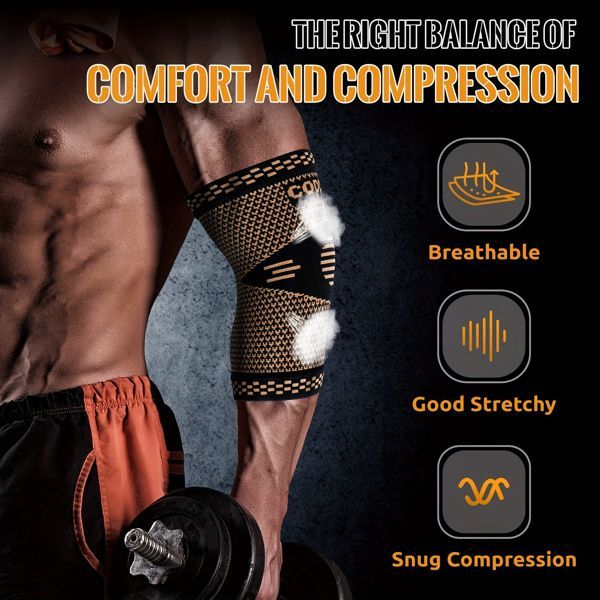 Elbow Compression Sleeve (1 Pair)-prevents And Restores Tendonitis Support For Weight Lifting, Tennis, Basketball, And Cycling Trips In The Gym_voghion.com