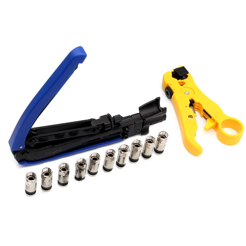 Multi Functional Stripping Wire Press Pliers Extrusion Type F-head Set RG59/6 Coaxial Cable Network Tool Accessory_voghion.com