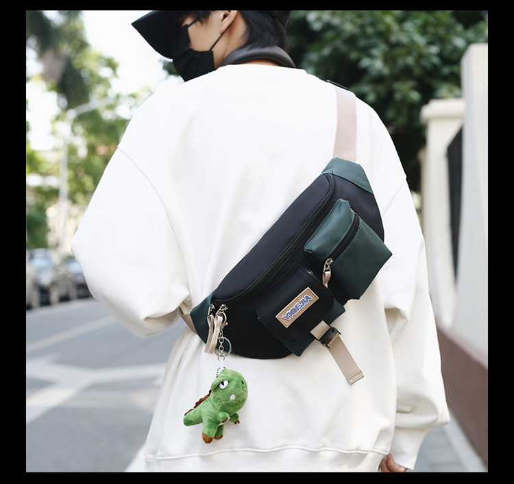 Autumn and winter new men's chest bag, color-blocked fashion student lightweight crossbody bag, Ruiying outdoor sports belt bag_voghion.com