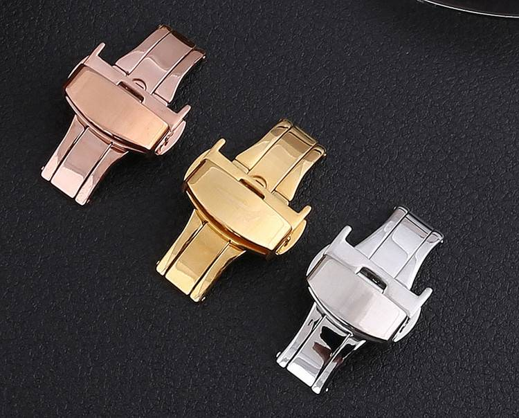 Watch accessories Buckle Double press automatic bow buckle Fine steel buckle 18/20/22MM_voghion.com