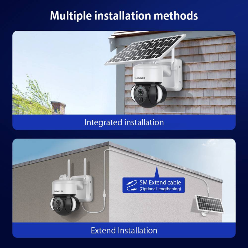 Telecamera ad energia solare, WiFi wireless, sfera di monitoraggio a colori per esterni ad alta definizione e a basso consumo_voghion.com