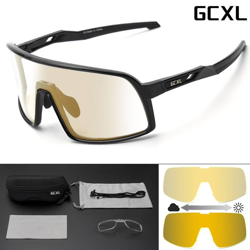 Man UV400 Color Changing Glasses Road Bike Athletic Glasses Glasses Night Riding Protective Glasses with Myopia Frame_voghion.com