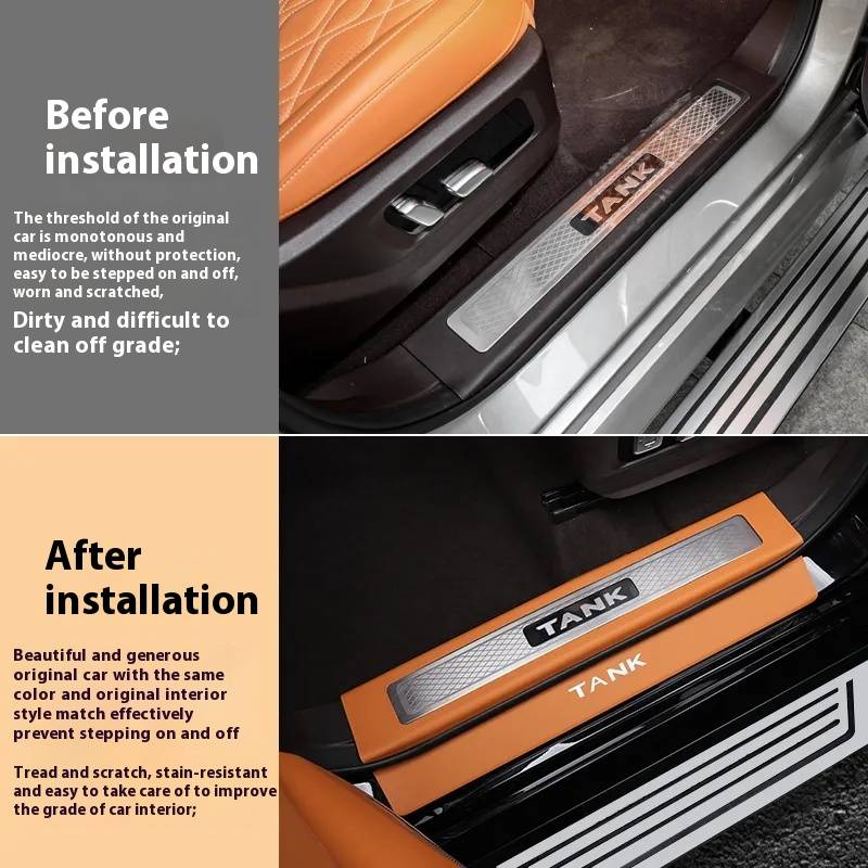 Tank 500 threshold protection strip, pedal protection strip, scratch resistant and wear-resistant, environmentally friendly leather_voghion.com