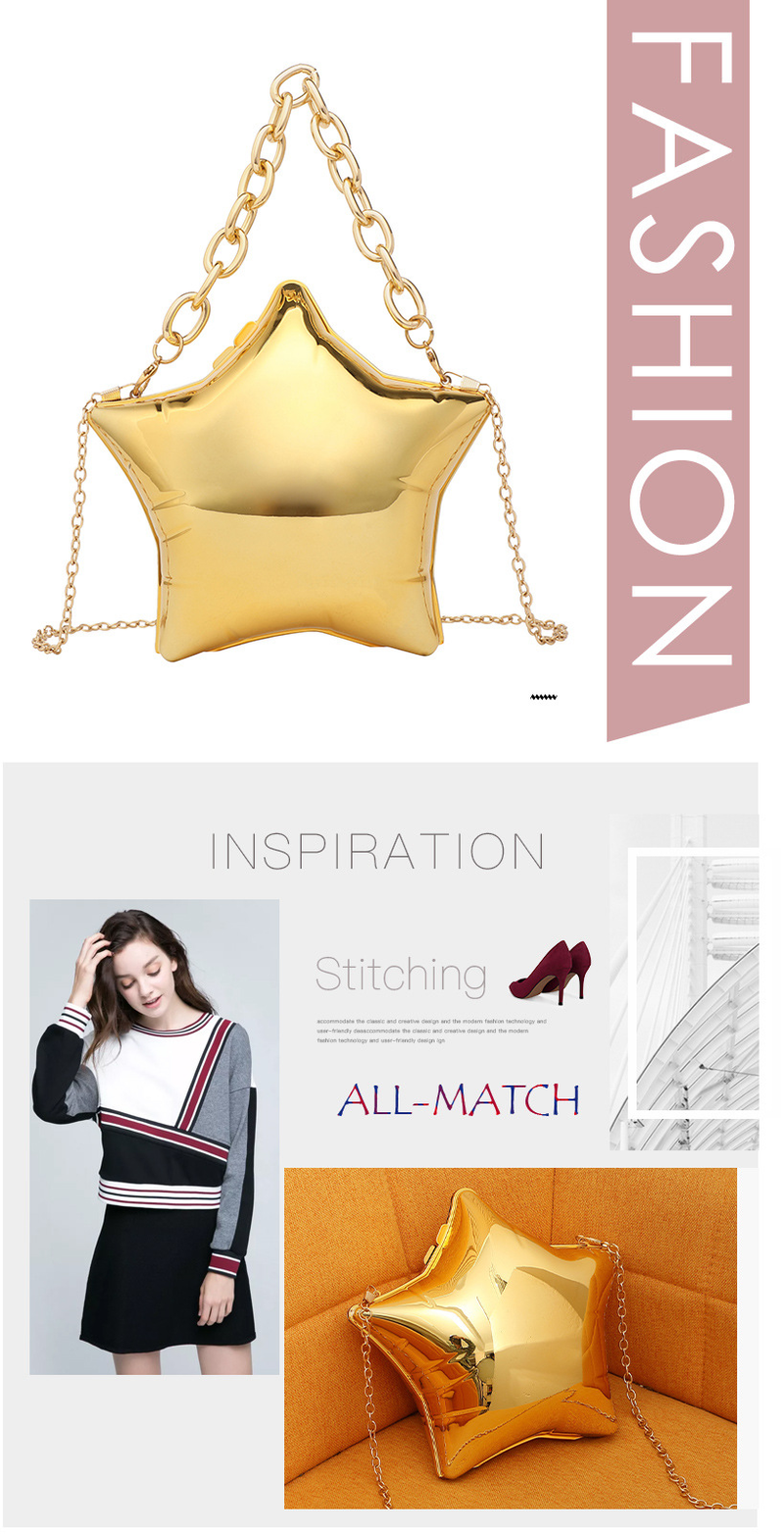 Five pointed Star Dinner Bag Thick Chain Wrist Bag Crossbody Bag Women's Clutch Bag Wedding Party Banquet_voghion.com