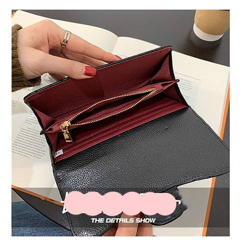 Classic Embroidery Chequered Camellia Small Fragrance Bag Texture Black Multi-layer Card Bag Banknote Purse_voghion.com
