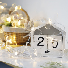 Cadena de luces LED con forma de mariposa, transparente y pintada, ideal como accesorio para fotos de Navidad, bodas y fiestas._voghion.com
