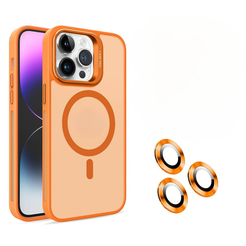 Phone Case & Covers Suitable For IPhone16 Frosted Skin Feel Magnetic Lens Holder Mobile Phone Case With The Same Color Lens Film Hard Cover_voghion.com