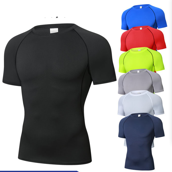 Men's Clothing Sports Elite Short Sleeved Quick Drying Clothes For Men Running Basketball Training Bottoming Shirt Elastic And Breathable Tights_voghion.com