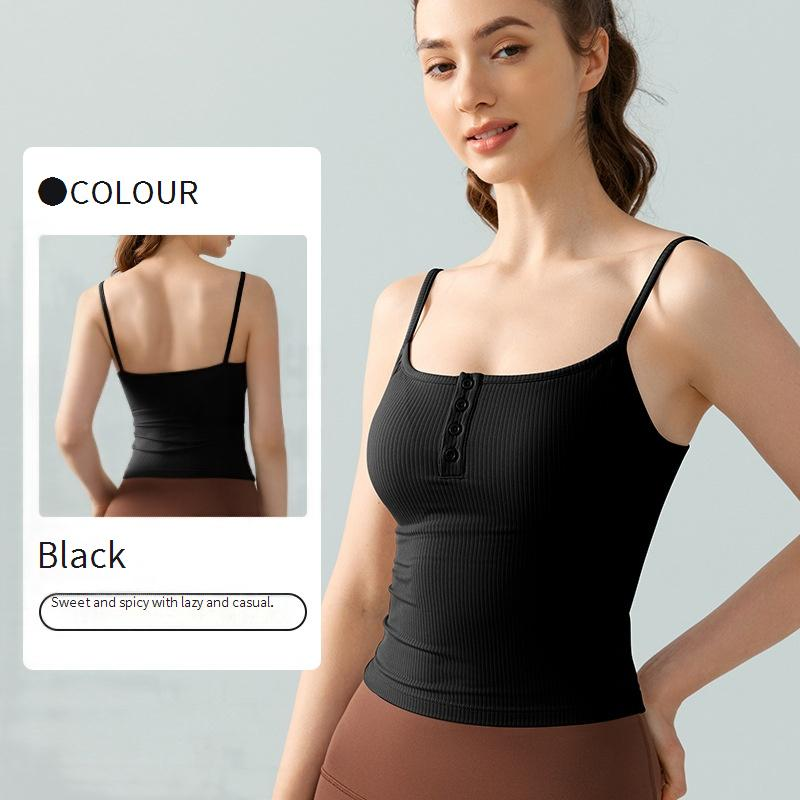 Odzież damska Seksowna koszulka do jogi z kwadratowym dekoltem i ramiączkami spaghetti z ochraniaczem na klatkę piersiową dla kobiet do noszenia jako warstwa zewnętrzna Uniwersalny i smukły top do pilatesu_voghion.com