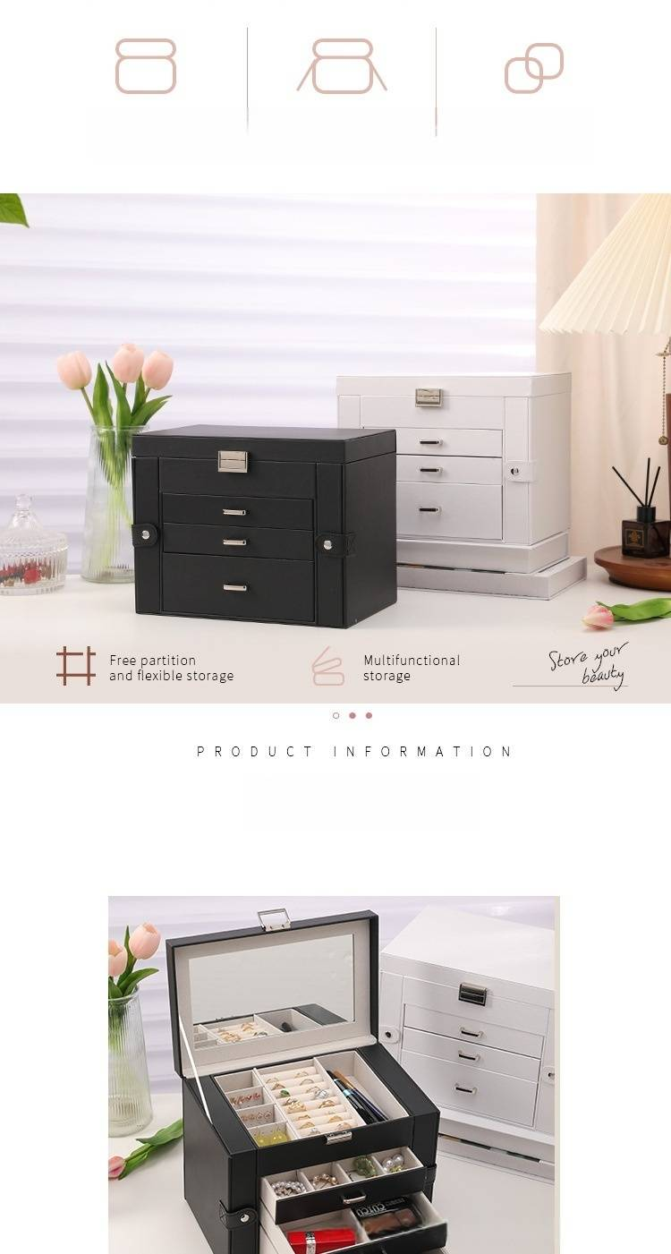 Multi-Functional Jewelry Box With Mirror - Large Capacity Organizer For Earrings, Necklaces, Bracelets & Watches_voghion.com