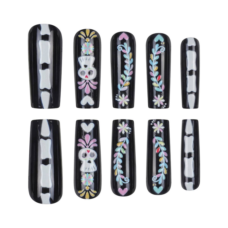 Unghie finte lunghe a forma di cartone animato di Halloween - Unghie finte stile Ins per donna, facili da applicare, riutilizzabili, con colla e gel adesivo_voghion.com