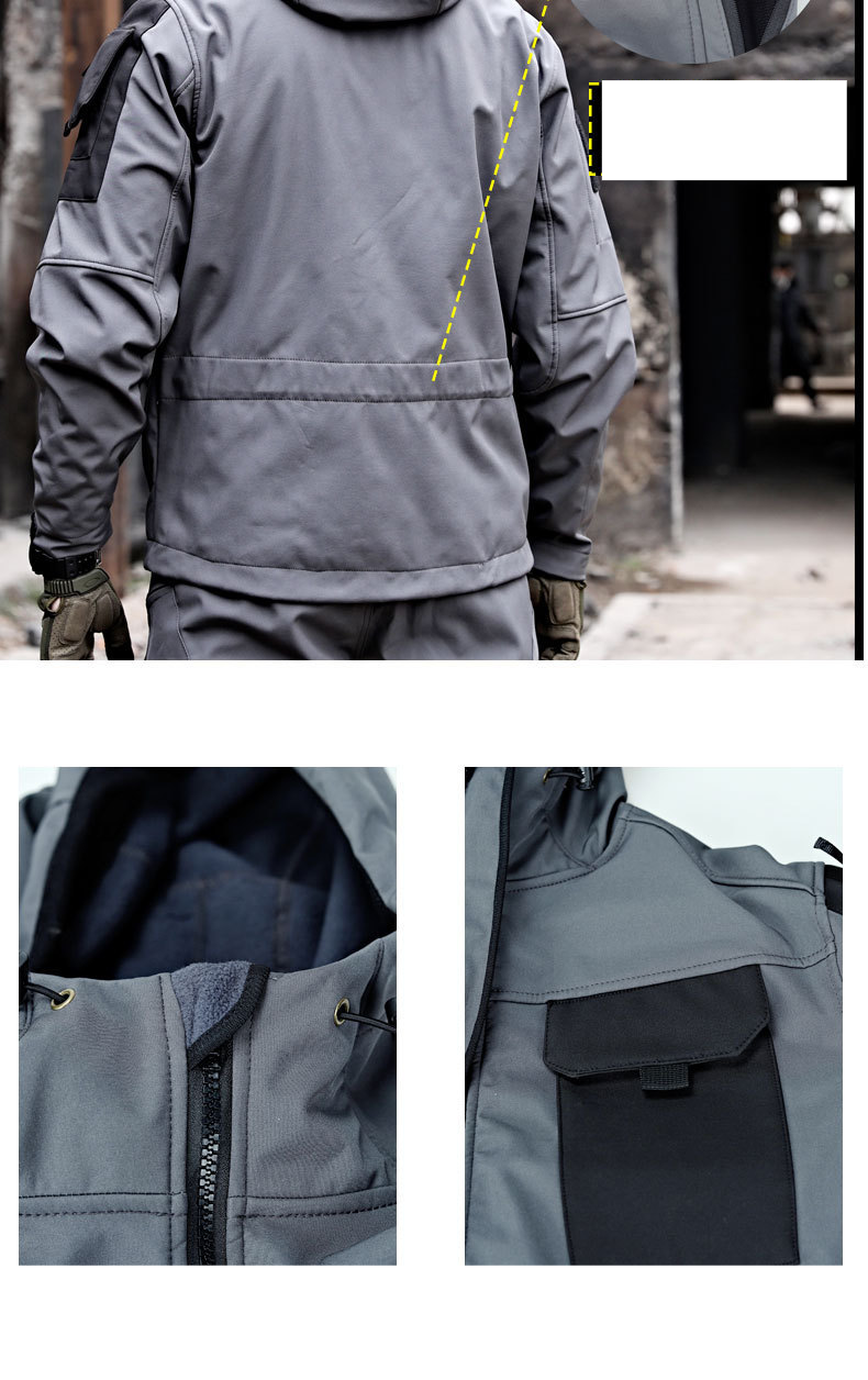 Veste fonctionnelle d'extérieur Archon pour homme, veste softshell tactique chaude et imperméable en velours, sensation d'attaque forte, style américain_voghion.com