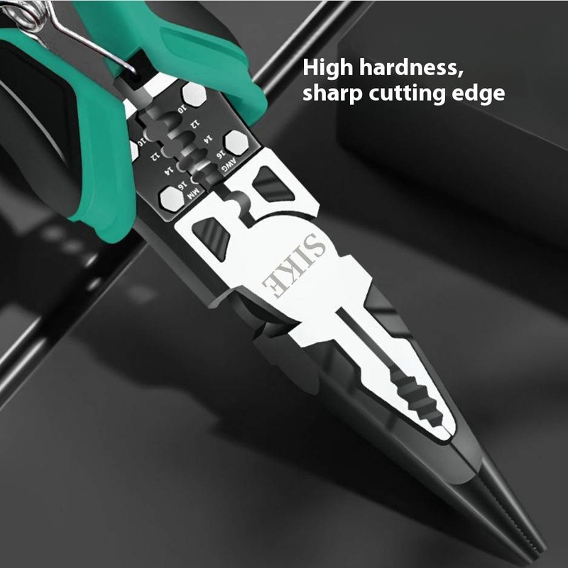 Alicates de corte diagonal multifunción profesionales con pelacables y crimpadora. Hoja de acero de alto carbono para uso industrial. Corte de cables._voghion.com