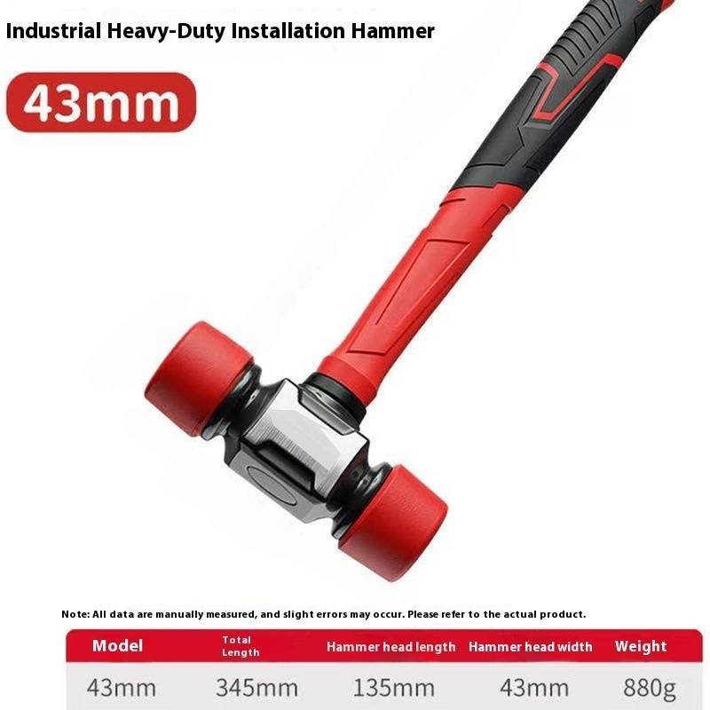Professional Rubber Mallet Hammer For Flooring & Tile Installation - Durable PC Head With Non-Slip Plastic Handle (295mm, Green/Red, 27mm/36mm/43mm)_voghion.com