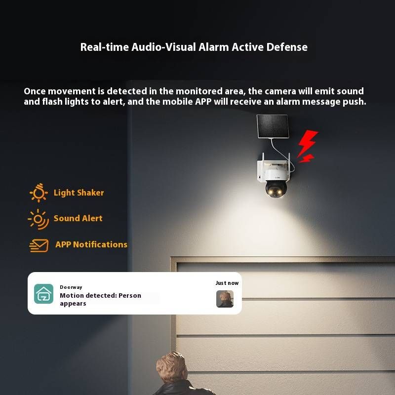 4MP Wireless Solar Security Camera, 2K HD Outdoor/Indoor Surveillance, 355° Pan & 90° Tilt, IP66 Weatherproof, Night Vision, Two-Way Audio_voghion.com