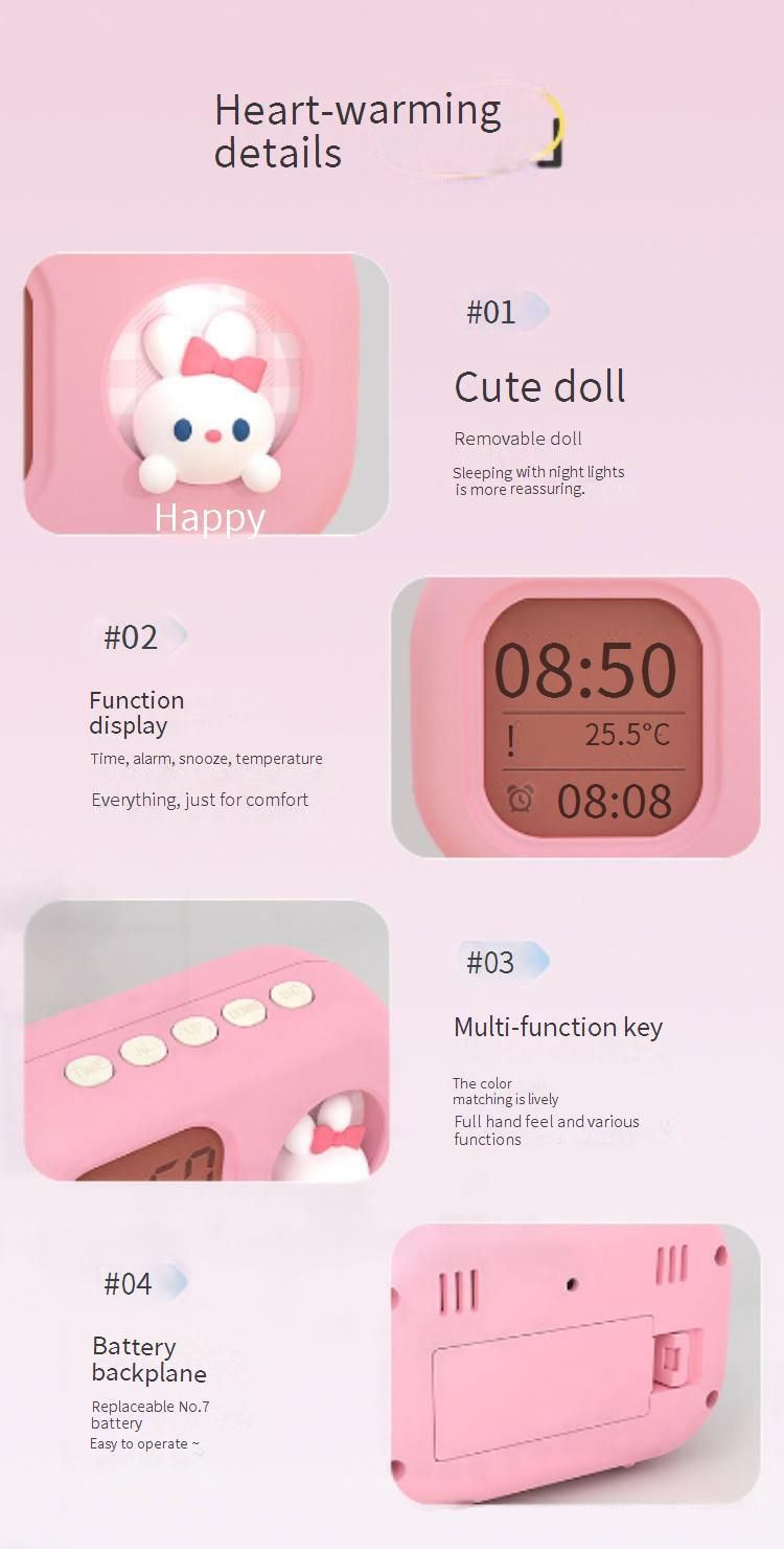 Cartoon Children's Ins Electronic Clock Display Student Specific Cute Clock High Value Junior High School Student Small Alarm Clock_voghion.com